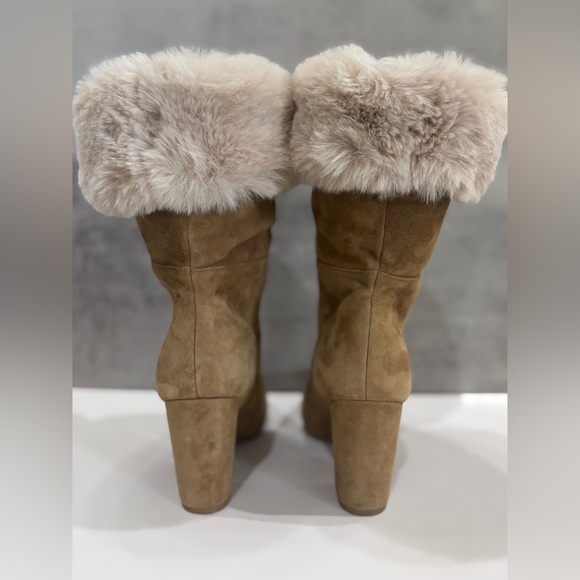 Nine West Convertible Brown Suede Faux Fur Lined Pointed Toe Ankle Boots Size 8 - Picture 11 of 11
